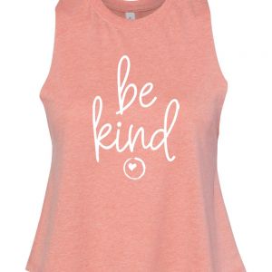 "Be Kind" Coral Women's Racerback Cropped Tank